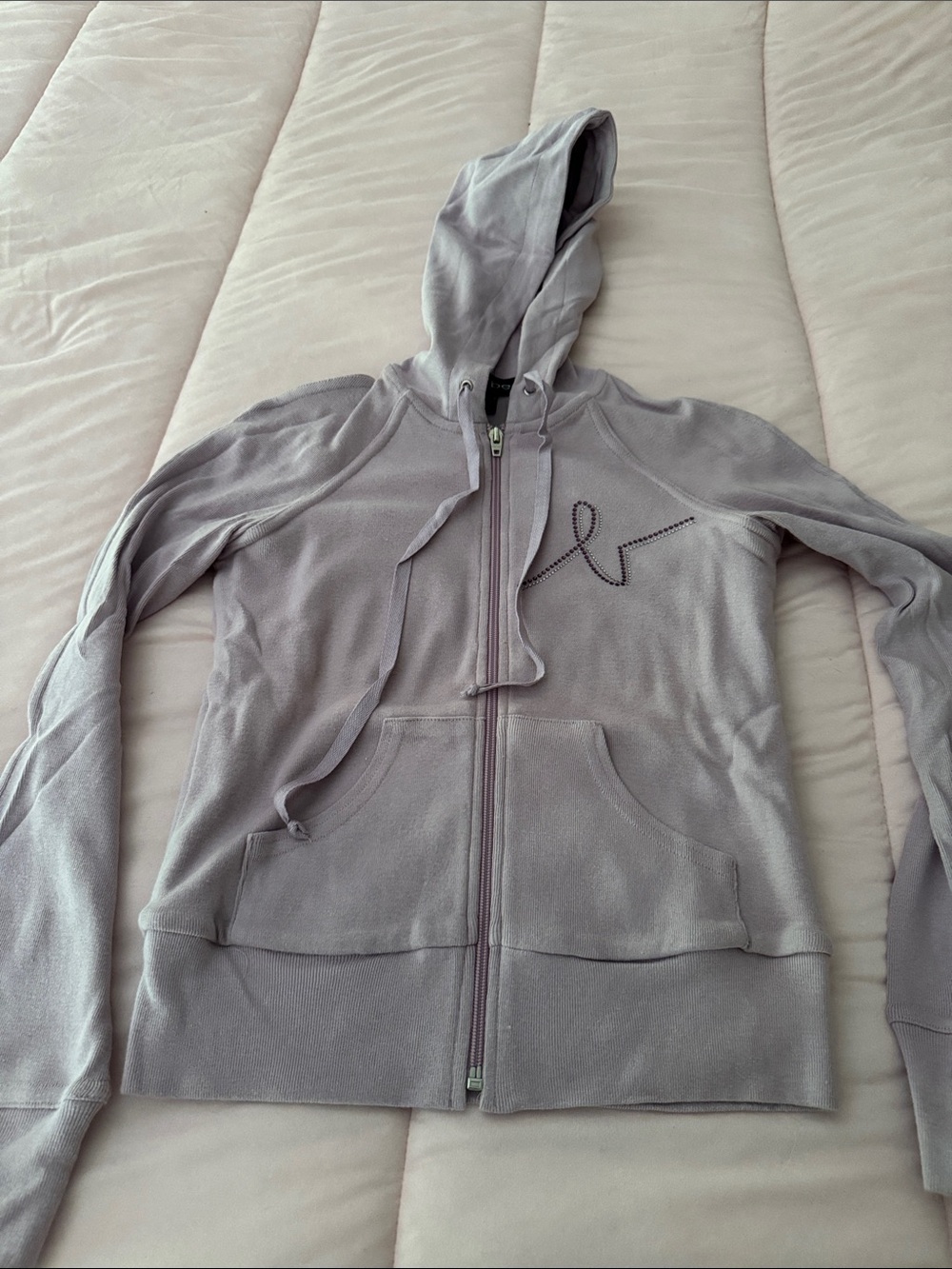 bebe Lavender Gray Zip-Up Hooded Jacket
